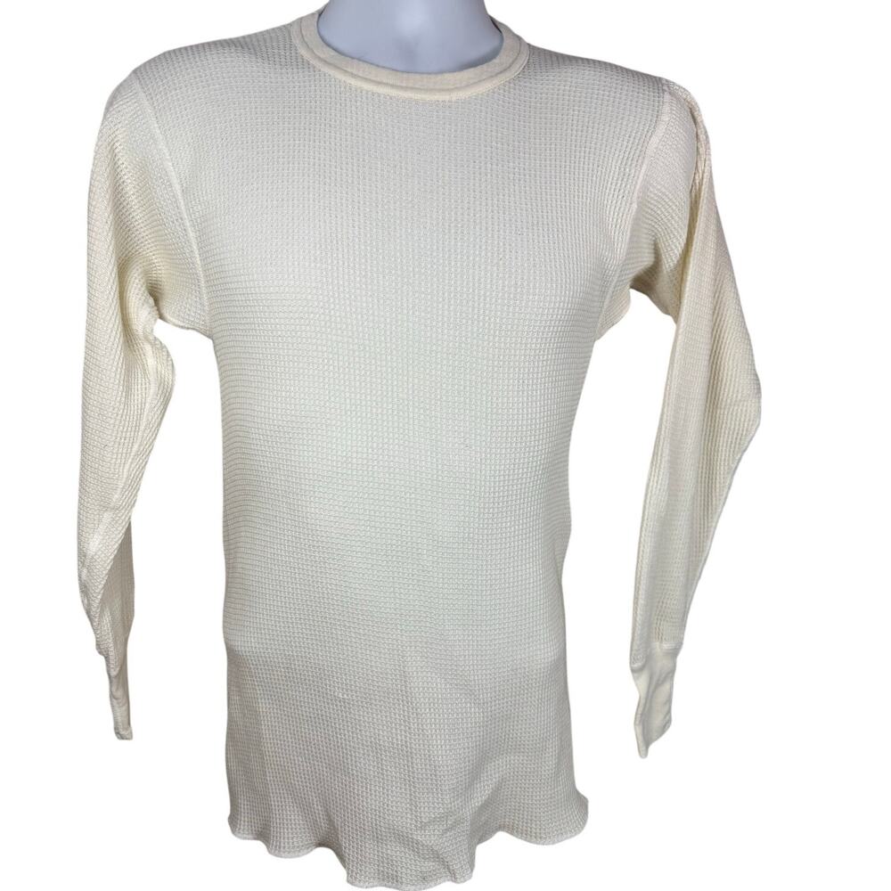1970s 1980s Vintage Hanes Long John Thermal Shirt White Mens Large